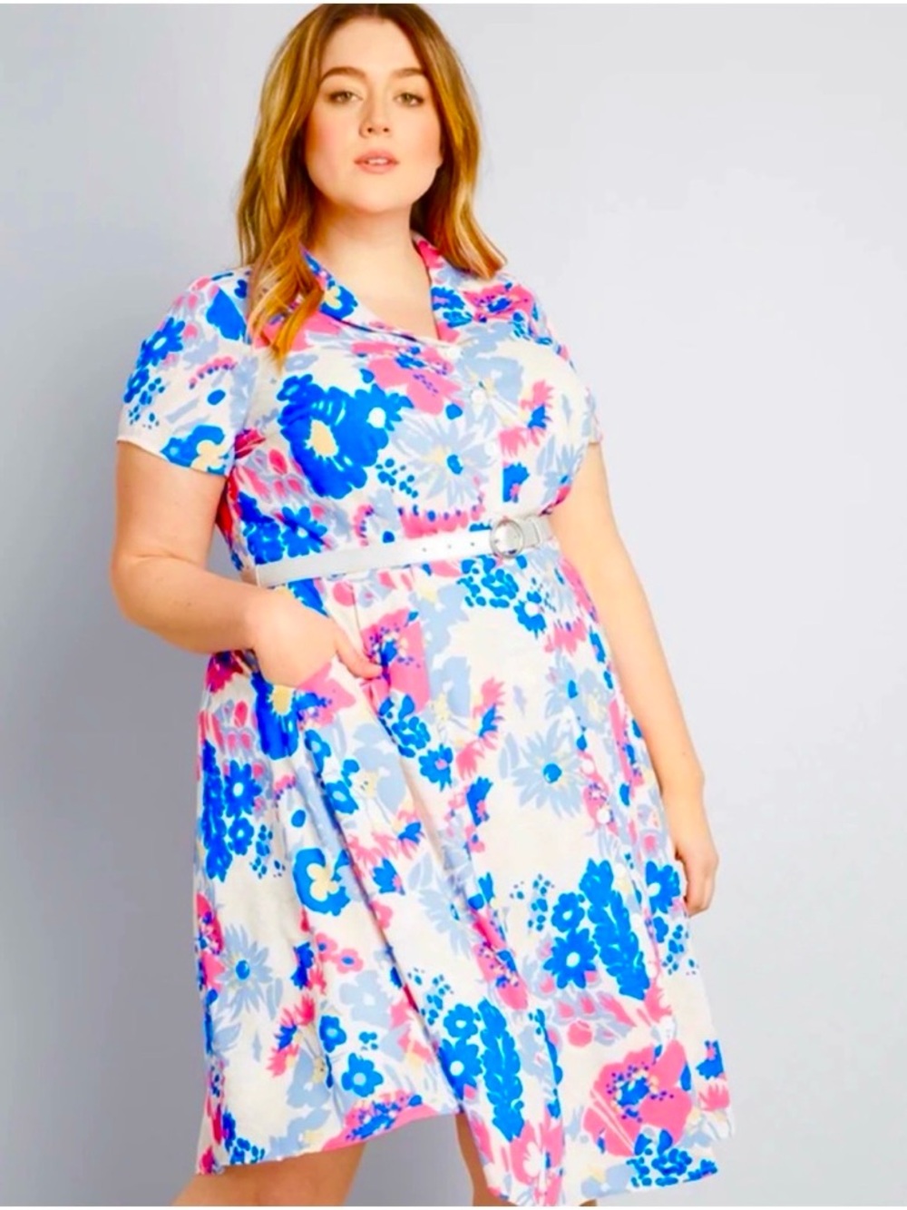 ModCloth Exciting Find Shirtdress, w/Belt & Pockets!!  Sz 1X